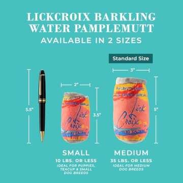 Haute Diggity Dog LickCroix Barkling Water Pamplemutt, Plush Designer Dog Toys with Interactive Squeaker, Stimulating Pet Enrichment, Machine-Washable & Safe Materials for All Breeds, Size Small