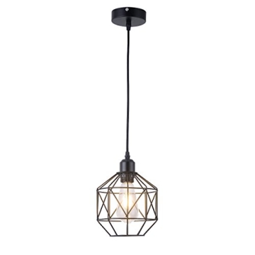 Femony Pendant Light,Retro Style,Vintage Loft Design,Black Basket Cage Hanging Ceiling Lamp,Industri...