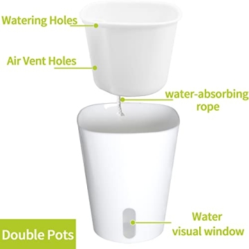 Self Watering Pots Set with Water Level Indicator