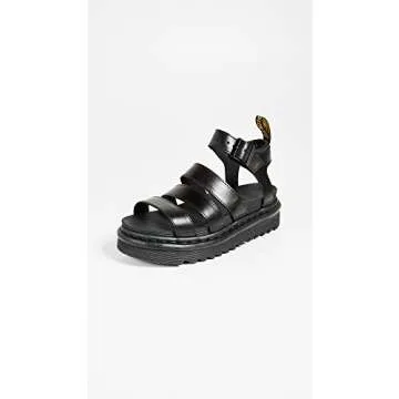 Dr. Martens Women's Blaire Fisherman Sandal - Black Brando Leather Comfort & Style