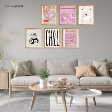 Charming Y2K Room Decor Set of 6 UNFRAMED 8x10 Posters for a Trendy Aesthetic