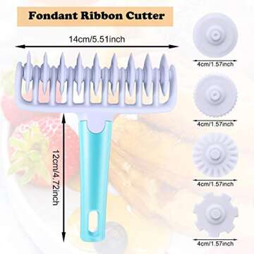Versatile Fondant Ribbon Cutter Wheel Roller Set with 4 Gears for Creative Baking
