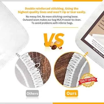 SCENGCLOS Nut Milk Bags, 12"x12", 2 Pack, Reusable Nylon Food Strainer, Multi-use Food Grade Filter for Almond Milk, Juice, Tea, Cold Brew Coffee(1x200 Micron & 1x125 Micron)