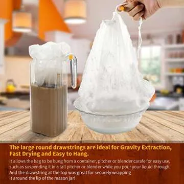 SCENGCLOS Nut Milk Bags, 12"x12", 2 Pack, Reusable Nylon Food Strainer, Multi-use Food Grade Filter for Almond Milk, Juice, Tea, Cold Brew Coffee(1x200 Micron & 1x125 Micron)