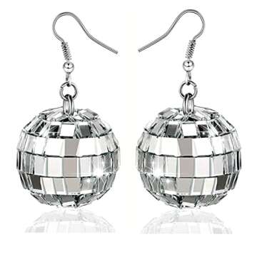 Disco Ball Earrings 24mm 70'S Disco Punk Earrings for Women Jewelry (B)