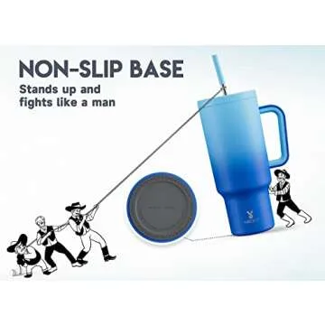 Meoky 40oz Tumbler with Handle, Leak-proof Lid and Straw, Insulated Coffee Mug Stainless Steel Travel Mug, Keeps Cold for 34 Hours or Hot for 10 Hours (Sky)