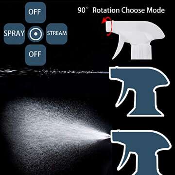 UUJOLY 17 oz Plastic Spray Bottle Trigger Empty Spray Bottles Clear Refillable Container for Water, Essential Oils, Hair, Cleaning Products, Adjustable Head Sprayer and Stream (4 Pack/500ml)