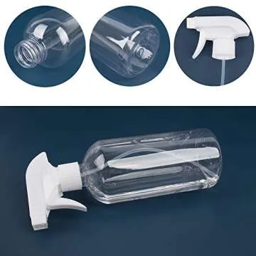 UUJOLY 17 oz Plastic Spray Bottle Trigger Empty Spray Bottles Clear Refillable Container for Water, Essential Oils, Hair, Cleaning Products, Adjustable Head Sprayer and Stream (4 Pack/500ml)