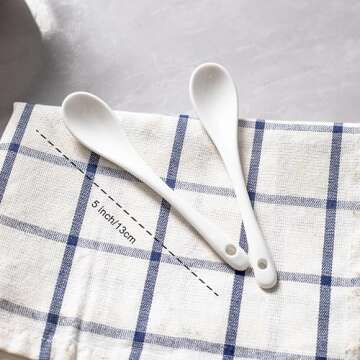 MIUFA 6PCS Porcelain White Coffee Spoons Espresso Spoons Tea Sauce and Desserts Ceramic Spoons