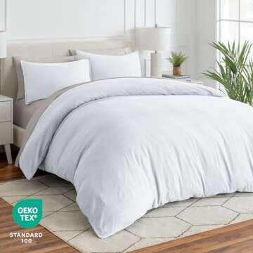 Bare Home Ultra Soft Washed Microfiber Oversized Duvet Cover with 2 King Pillow Shams, Linen-Like Look, Easy Care, Hypoallergenic, Our Softest Duvet Cover Set (Oversized King, White)