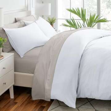 Bare Home Ultra Soft Washed Microfiber Oversized Duvet Cover with 2 King Pillow Shams, Linen-Like Look, Easy Care, Hypoallergenic, Our Softest Duvet Cover Set (Oversized King, White)