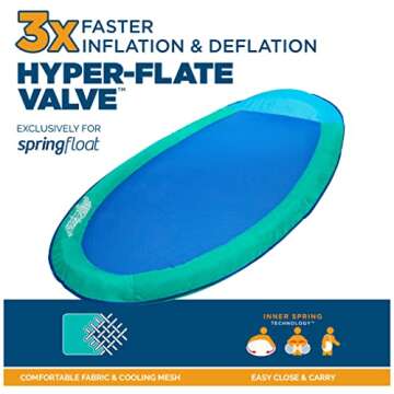 SwimWays Spring Float Original Pool Lounge Chair with Head Rest and Fast Inflation for Adults