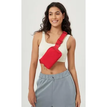 ODODOS Unisex Mini Belt Bag with Adjustable Strap Small Fanny Pack for Workout Running Traveling Hiking, Red