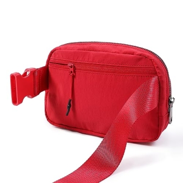 ODODOS Unisex Mini Belt Bag with Adjustable Strap Small Fanny Pack for Workout Running Traveling Hiking, Red