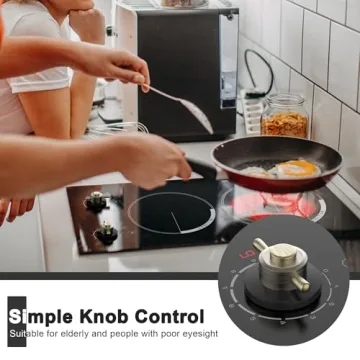 Cooksir 2 Burner Electric Cooktop 220V - Built-in 12 Inch Electric Stove Top 3000W, Ceramic Cook Top Radiant, 9 Power Heating Levels, Overheat Protection, Retro Knob, 220V - 240V Hard Wired (No Plug)