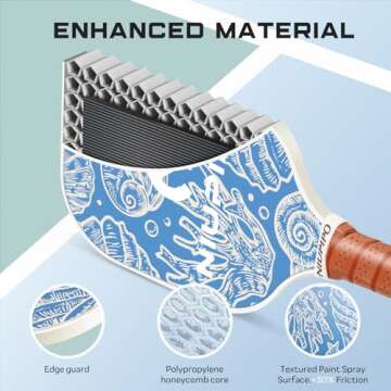 Pickleball Paddles, Lightweight Graphite Pickleball Paddle Set of 2, Pickleball Racket w/Polypropyle...