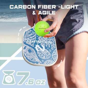 Pickleball Paddles, Lightweight Graphite Pickleball Paddle Set of 2, Pickleball Racket w/Polypropylene Honeycomb Core, Cushion 4.8In Grip and 4 Pickleballs for Beginners/Intermediate Players