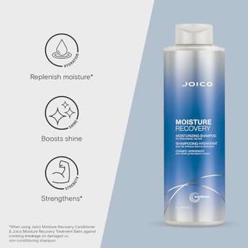 Joico Moisture Recovery Moisturizing Shampoo | For Thick, Coarse, Dry Hair | Restore Moisture, Smoothness, Strength, & Elasticity | Reduce Breakage | With Jojoba Oil & Shea Butter | 33.8 Fl Oz