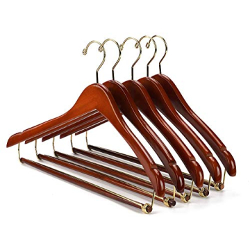 Nature Smile Cherry Wood Hangers with Locking Bar - 5 Pack