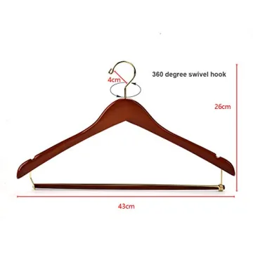Nature Smile Cherry Wood Hangers with Locking Bar - 5 Pack