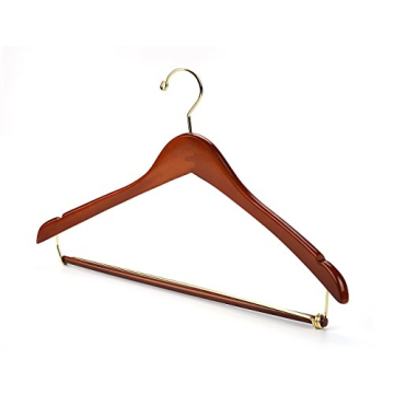 Nature Smile Cherry Wood Hangers with Locking Bar - 5 Pack