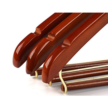 Nature Smile Cherry Wood Hangers with Locking Bar - 5 Pack