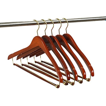 Nature Smile Cherry Wood Hangers with Locking Bar - 5 Pack