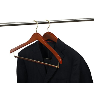 Nature Smile Cherry Wood Hangers with Locking Bar - 5 Pack