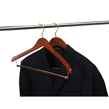 Nature Smile Cherry Wood Hangers with Locking Bar - 5 Pack