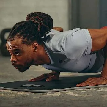 adidas 10mm Extra Thick Training Mat with Carrying Strap and Non-Slip Textured Base - Cushioned Workout Mat for Home Gym, Floor Workouts, and Intense Exercises - Portable and Durable