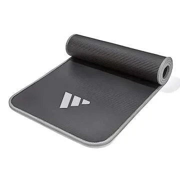 adidas 10mm Extra Thick Training Mat with Carrying Strap and Non-Slip Textured Base - Cushioned Workout Mat for Home Gym, Floor Workouts, and Intense Exercises - Portable and Durable