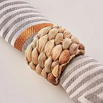 BEIBANG Farmhouse Napkin Rings Set of 12, Handmade Woven Napkin Rings, Spring Table Decorations, Summer Napkin Rings, Holiday, Thanksgiving, Christmas, Easter