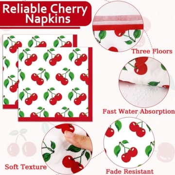 OBUSATT Cherry Fruit Party Supplies - 100 Pcs