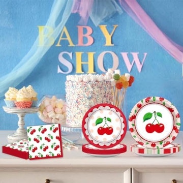 OBUSATT Cherry Fruit Party Supplies - 100 Pcs