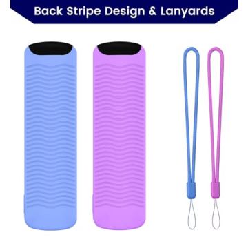 2-Pack Glowing Remote Cover, Silicone Protective Case with Lanyard, Glow Blue and Glow Purple, Compa...