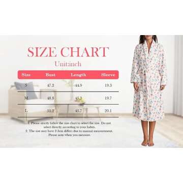 Owl's-Yard Women's Soft Summer Dressing Gown Floral Fruit Print Plush Shawl Collar Bathrobe Warm Lounge Robe with Belt (A-White, M)
