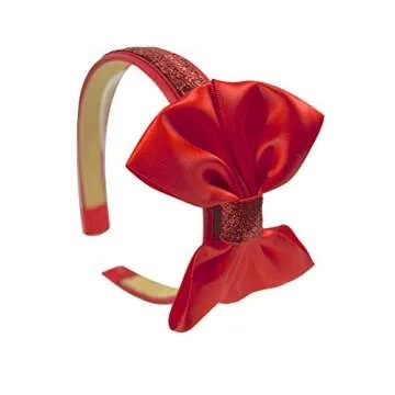 Funny Girl Designs Sparkling Glitter Satin BOW Arch Headband (Red)