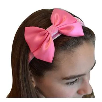 Funny Girl Designs Sparkling Glitter Satin BOW Arch Headband (Red)