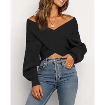 Stylish BTFBM Casual V Neck Sweater for Women