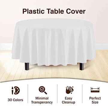 Premium 84" Plastic Tablecloths - 12 Pack
