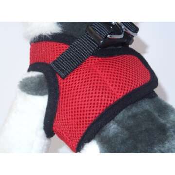 Snazzi Pet Teacup Dog Harness - XXS Dog Harness - Soft Mesh Step in Dog Harness No Pull - Adjustable Dog Harness - Dog Harness Small Size Dog 2-25 lbs Mini, Toy Yorkie (Red, XS 9.0"-11.5" 2-4 lbs)