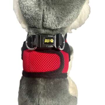 Snazzi Pet Teacup Dog Harness - XXS Dog Harness - Soft Mesh Step in Dog Harness No Pull - Adjustable Dog Harness - Dog Harness Small Size Dog 2-25 lbs Mini, Toy Yorkie (Red, XS 9.0"-11.5" 2-4 lbs)