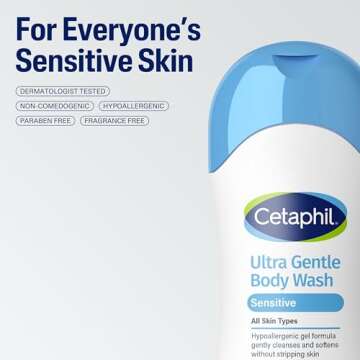 Cetaphil Ultra Gentle Refreshing Body Wash, For Dry to Normal, Sensitive Skin, 16.9oz Pack of 3, Aloe Vera, Calendula, Vitamin B5, Hypoallergenic, Paraben Free, Fragrance Free, Dermatologist Tested
