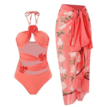 Stylish Two Piece Push Up Bathing Suits with Wrap Skirt for Summer Fun