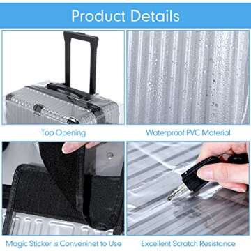 Sherr 3 Pieces Clear Luggage Covers for Suitcase Waterproof Luggage Protector Baggage Protective Cover for Travel(Fits Most 20" to 28" Luggage)