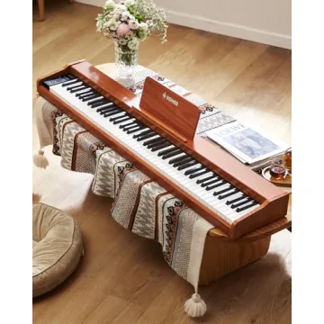 Donner DEP-1S Piano Keyboard 88 Keys, Beginner Digital Piano with 88 Key Velocity-Sensitive Keyboard, Record, Bluetooth, Chord, Bundle With Piano Stand, Piano Stickers, Sustain Pedal, Retro Wood Color