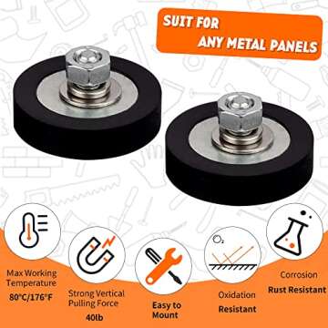 MUTUACTOR 4Pack Pull-Force 40lb Strong Rubber Coated Neodymium Magnets with Male Threaded Stud M6,Non-Slip Magnetic Mounting Rare Earth Magnets Heavy Duty for LED Signal Lighting Miniature Equipments