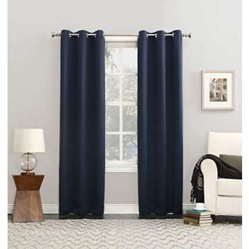 Sun Zero Easton Blackout Grommet Curtain, Navy Blue