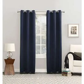 Sun Zero Easton Blackout Grommet Curtain, Navy Blue