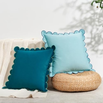 Decorative Scalloped Velvet Pillow Covers Set of 2